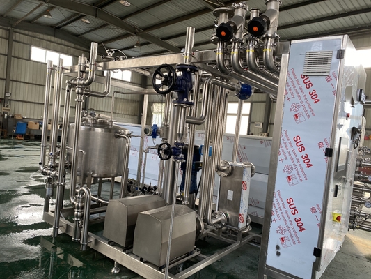 সম্পূর্ণ স্বয়ংক্রিয় কাস্টমাইজড 500-2000l/H ইউএইচটি স্ত্রিলাইজার জন্য দুধ / রস / সস প্রক্রিয়াকরণ লাইন Sus304/316